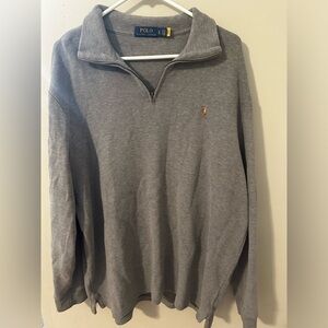 Polo Ralph Lauren Mens Long Sleeve 1/2 Zip Sweater Light Gray XL Flesh Pony